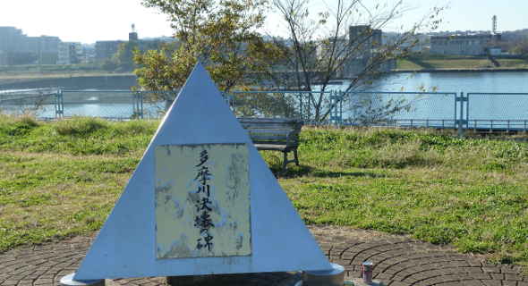 多摩川決壊の碑~昭和49年「多摩川水害」のモニュメント/多摩川氾濫・多摩川散歩