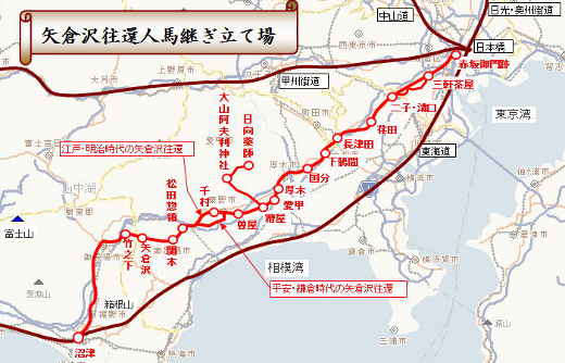 矢倉沢往還ルート図(宿場)~大山街道(矢倉沢往還)|魅力いっぱい 多摩川の散策情報